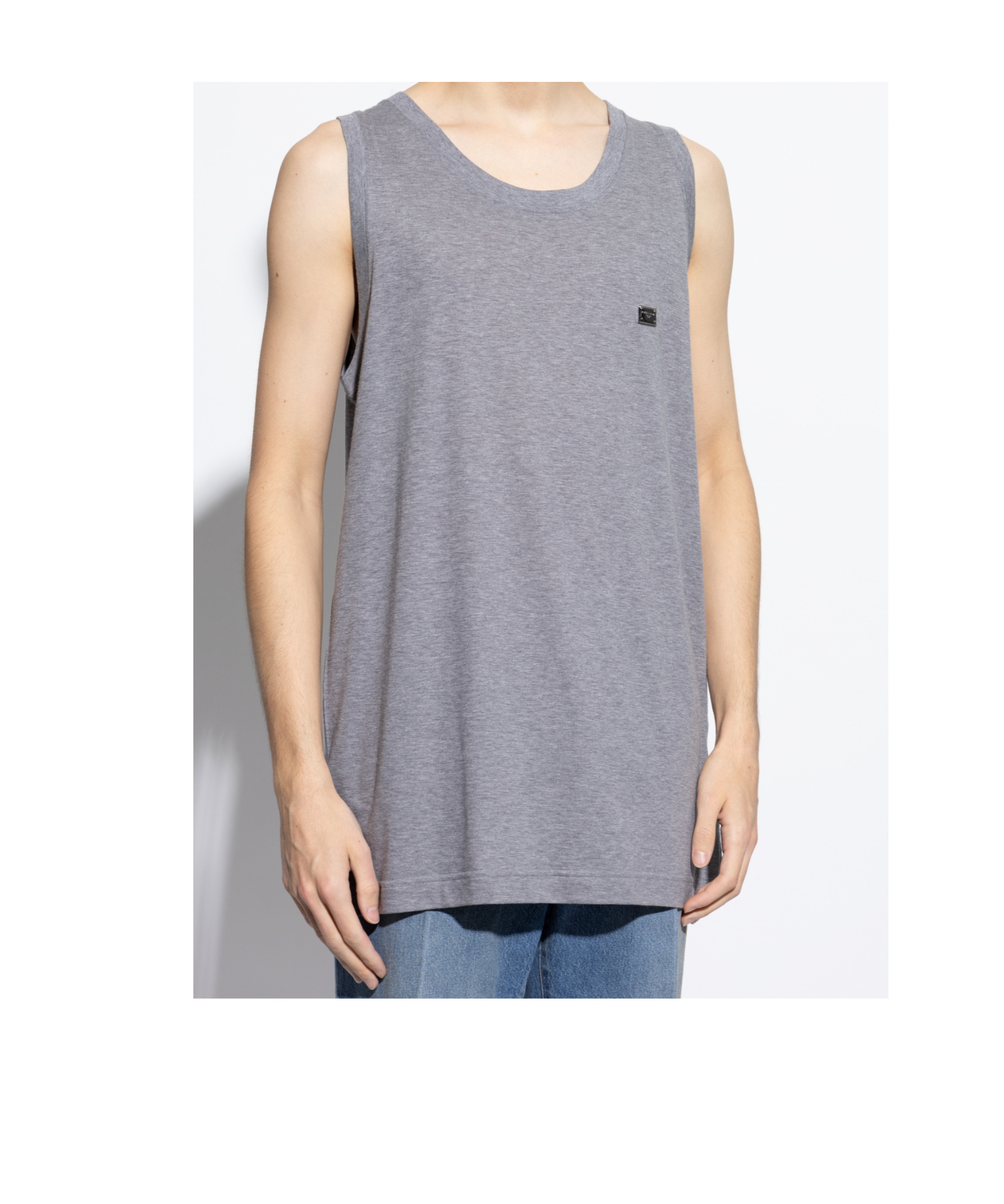 Dolce & Gabbana Round Collar Sleeveless Vest In Gray