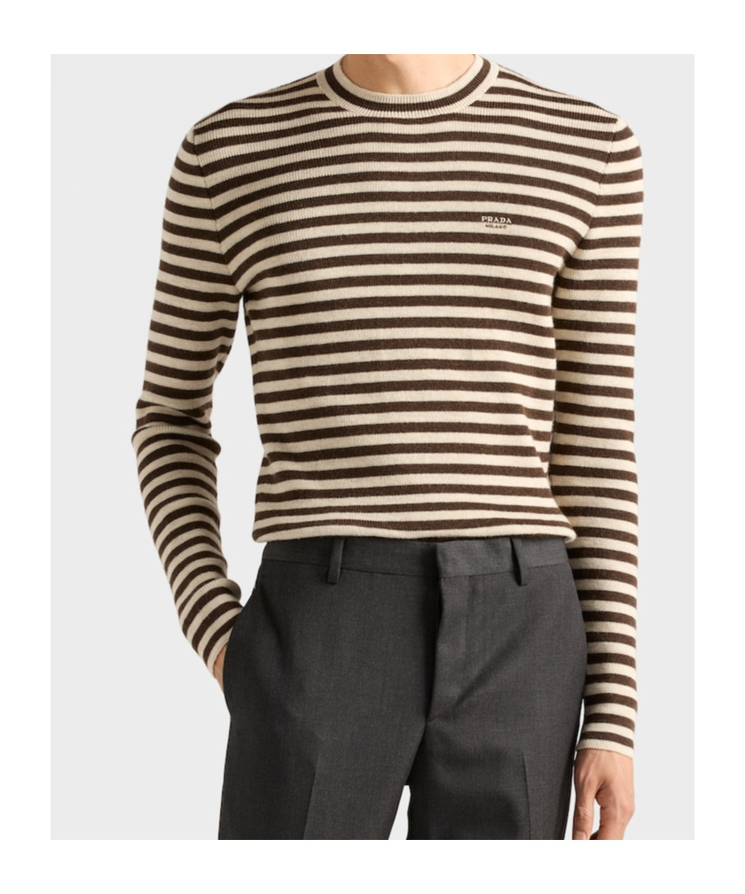 Prada Superfine Wool Crew-neck Sweater In Multi