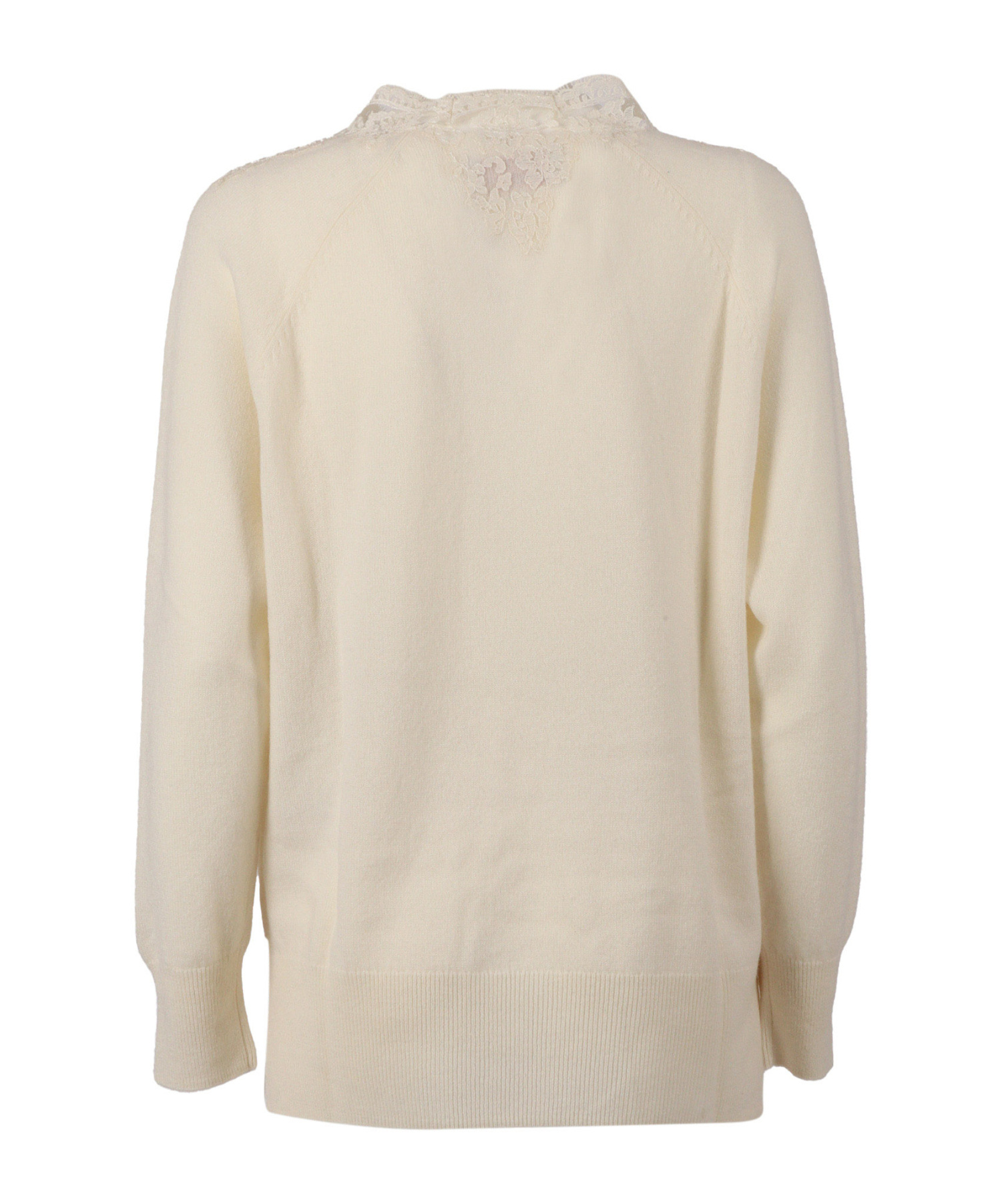 Ermanno Scervino Lace V-neck Sweater In Neutral