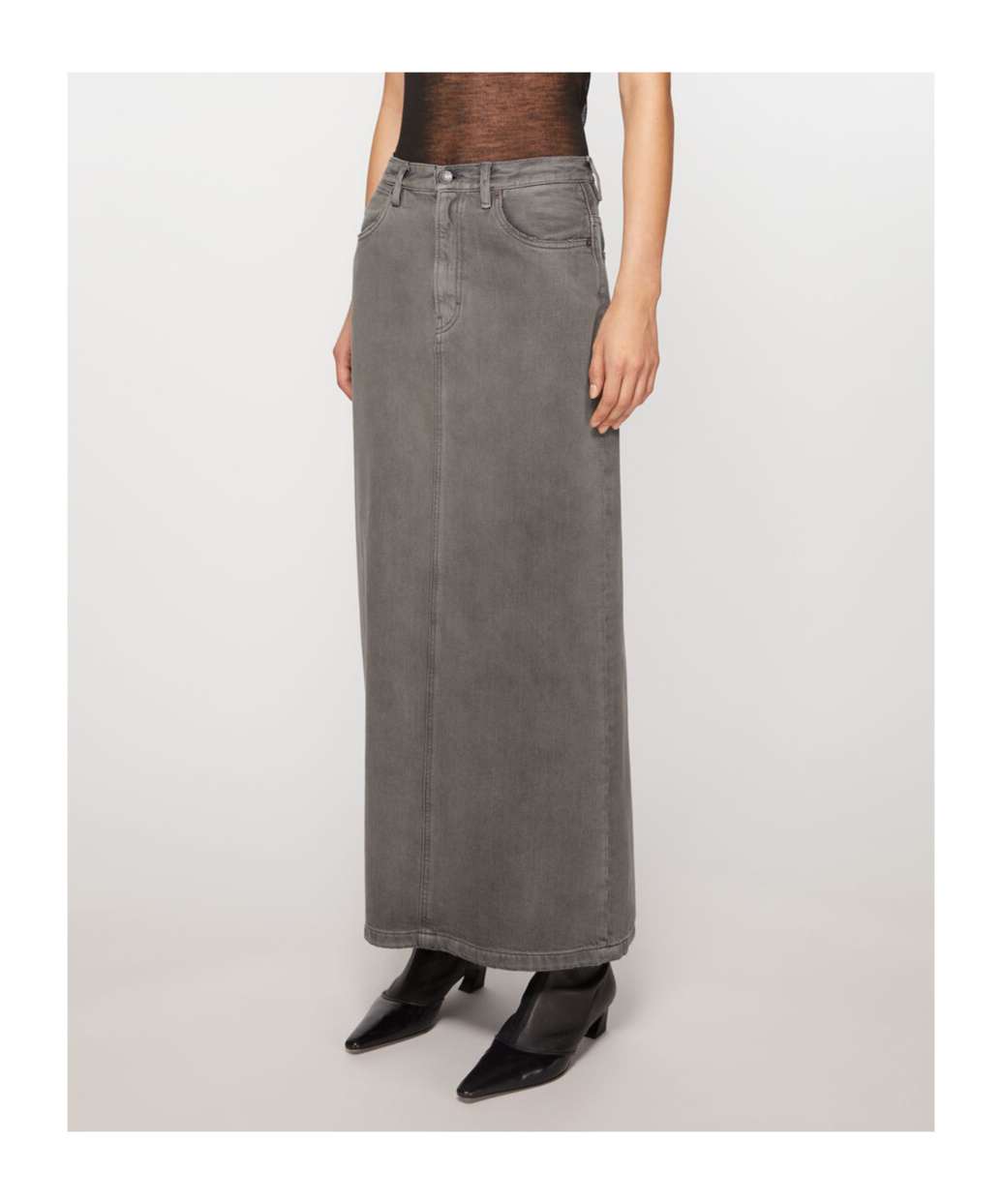 Acne Studios Gray Faded Denim Maxi Skirt In Gray