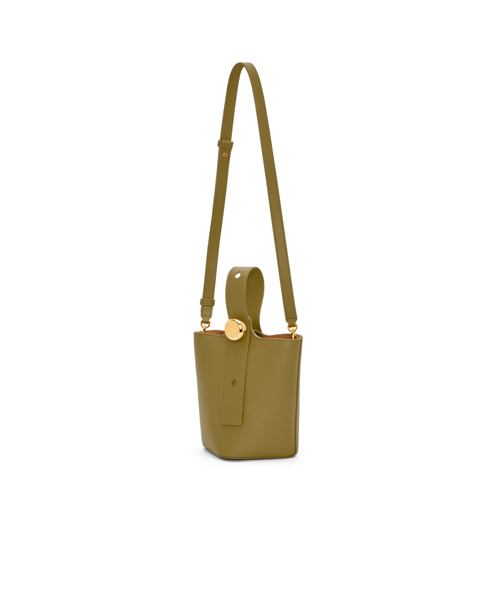 Loewe Medium Pebble Bucket Bag In Calf Leather In Green
