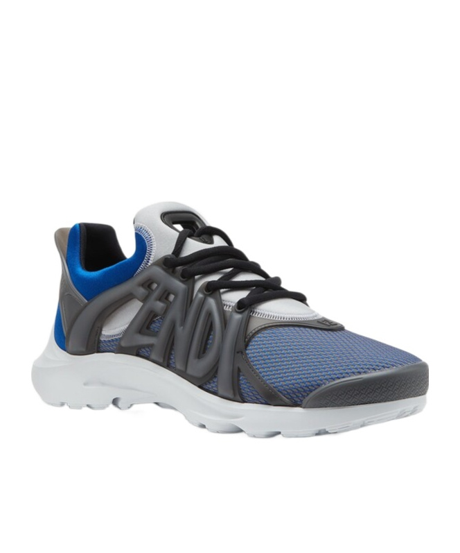 Fendi Tag Mesh Running Sneakers In Gray