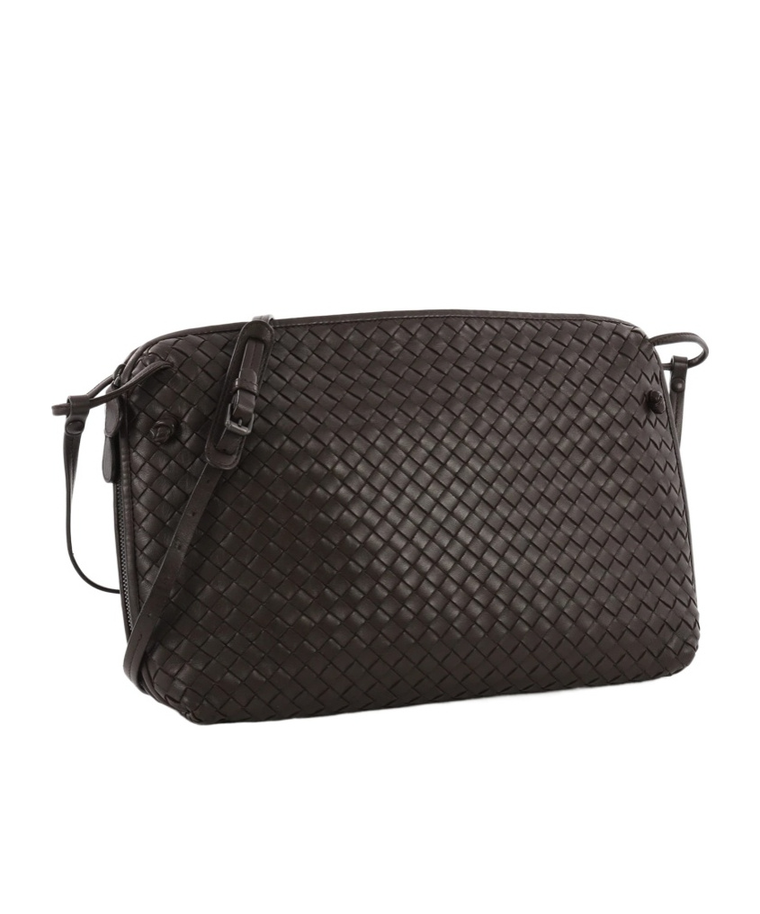 Shop Bottega Veneta Knitted Cross-body Bag In Brown