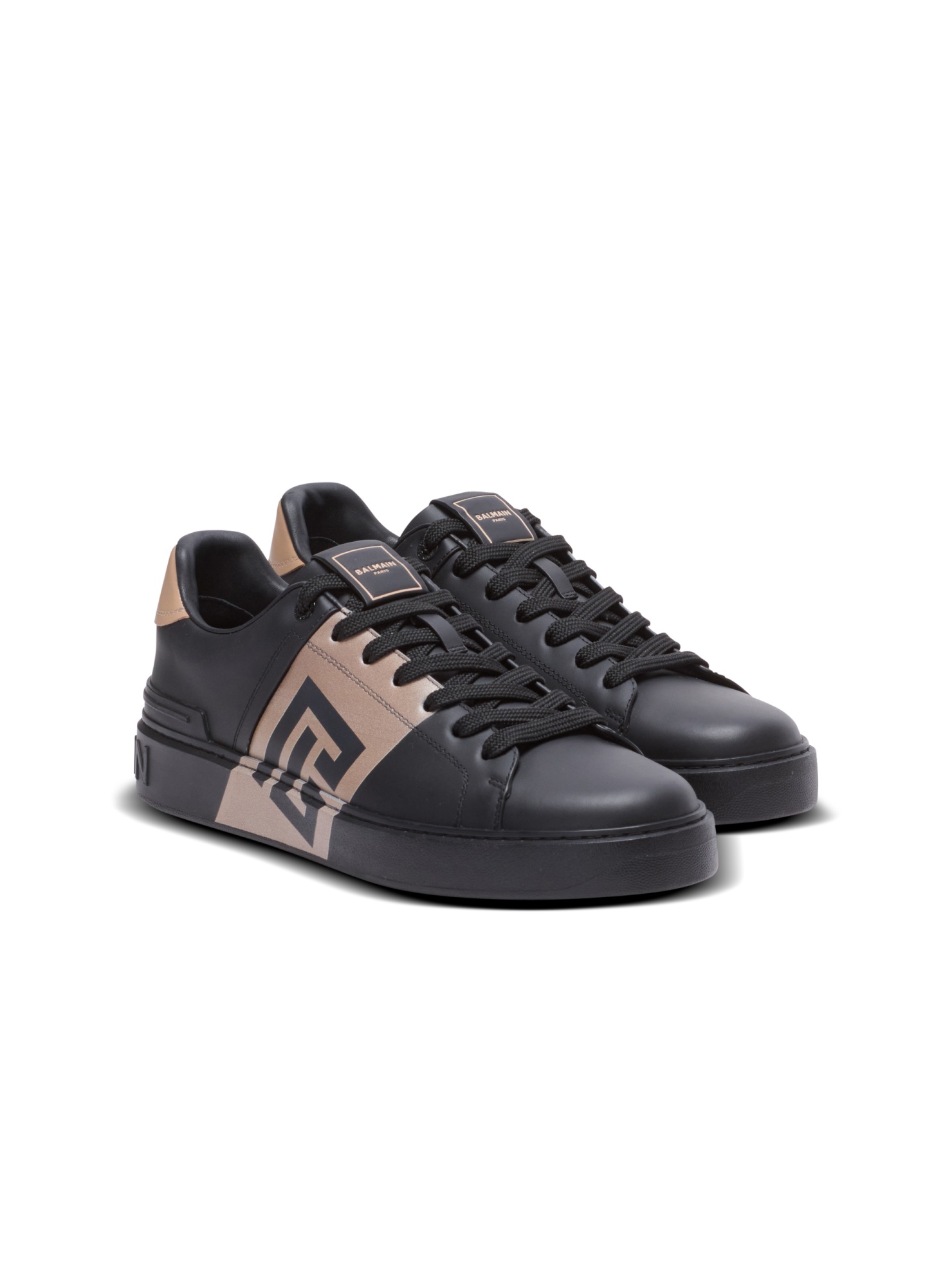 Balmain B-court Trainers In Calfskin In Black