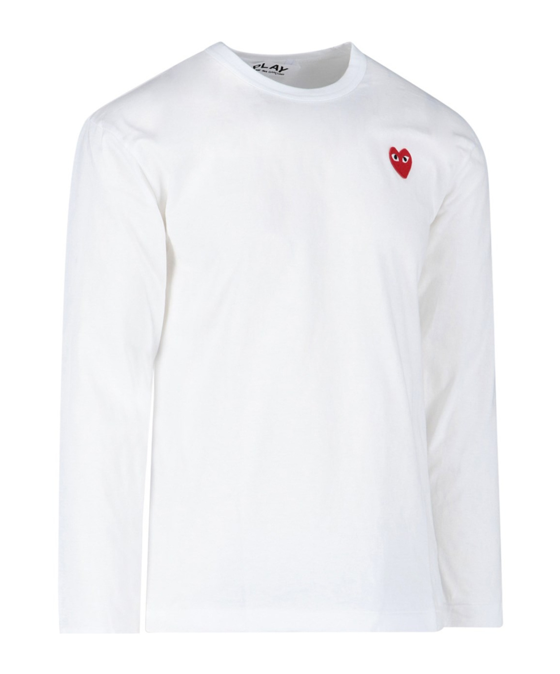 Comme Des Garçons Play White Heart Patch Long Sleeve T-shirt In White