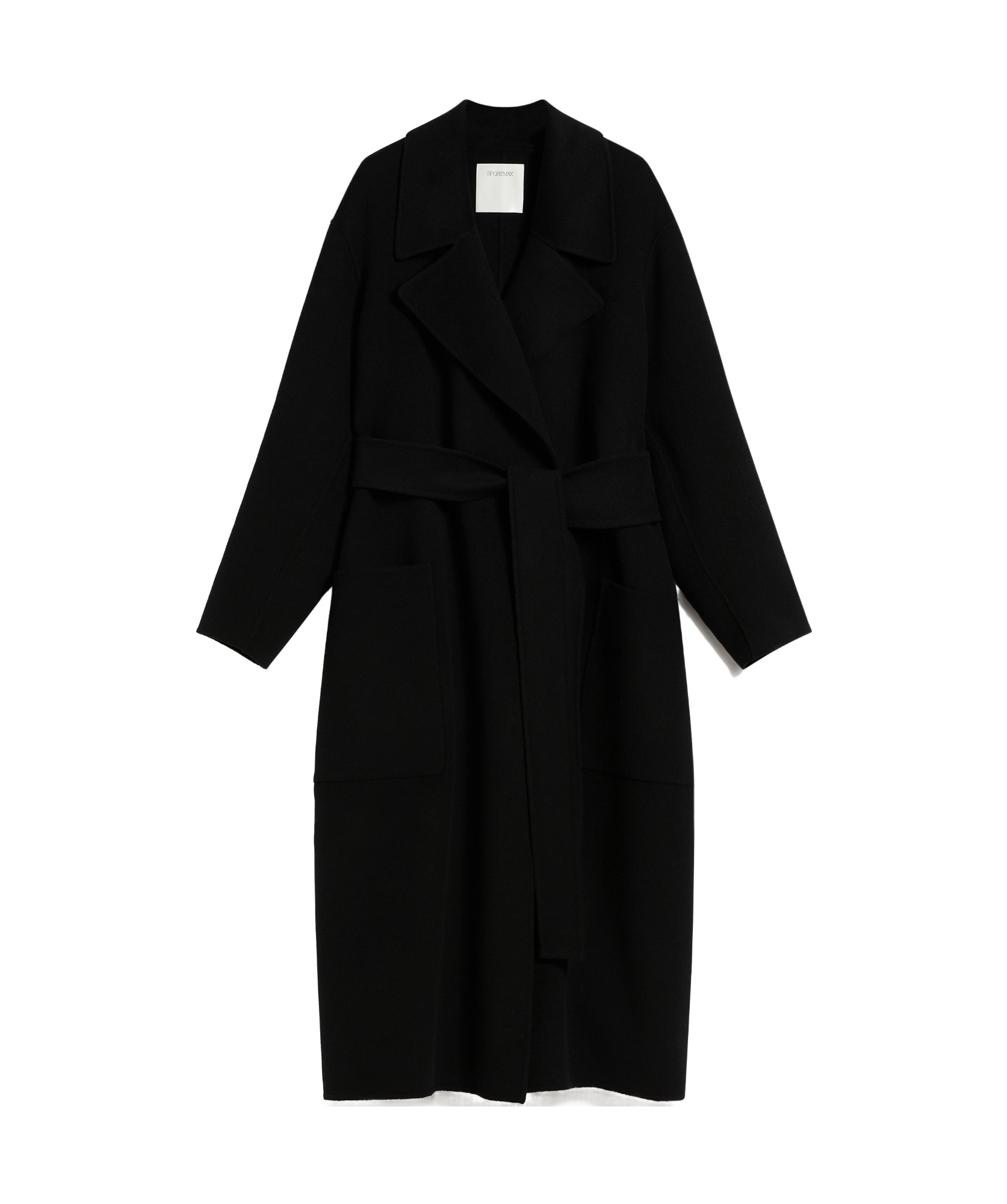 Sportmax Black Wide Notched Lapel Coat In Black