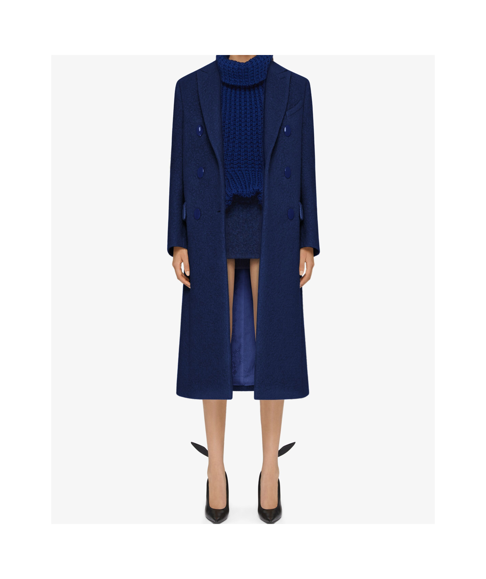 Givenchy Coat In Alpaca Bouclette Wool In Sapphire Blue