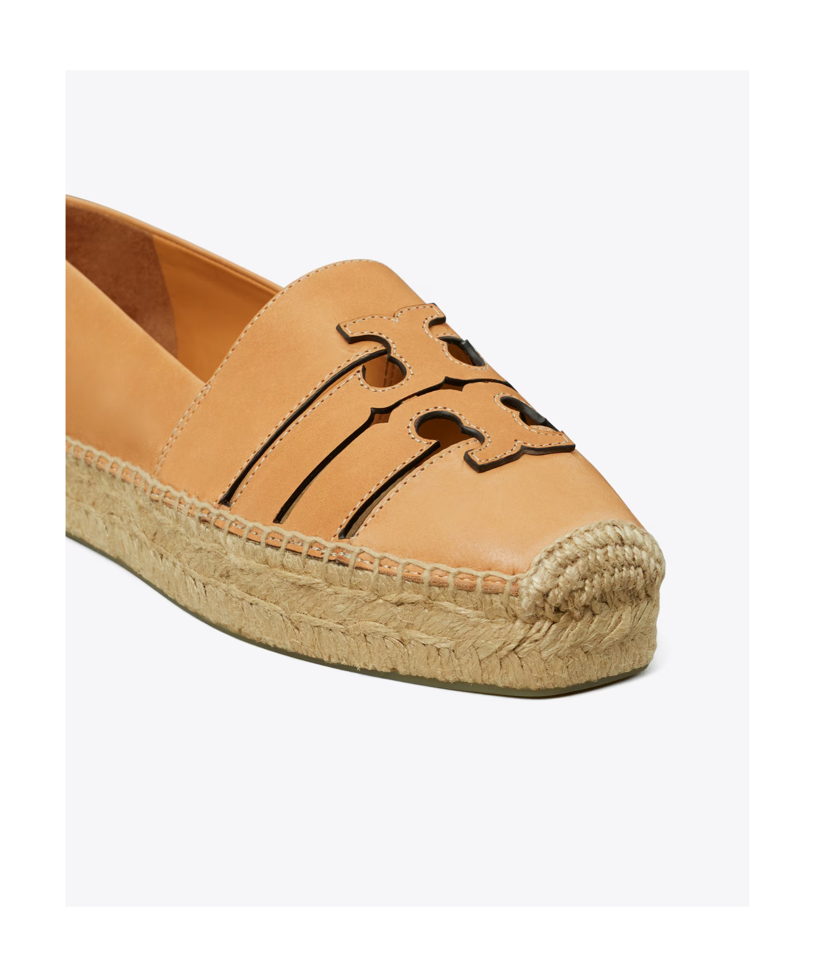 Tory Burch Ines Leather Platform Espadrilles In Nude