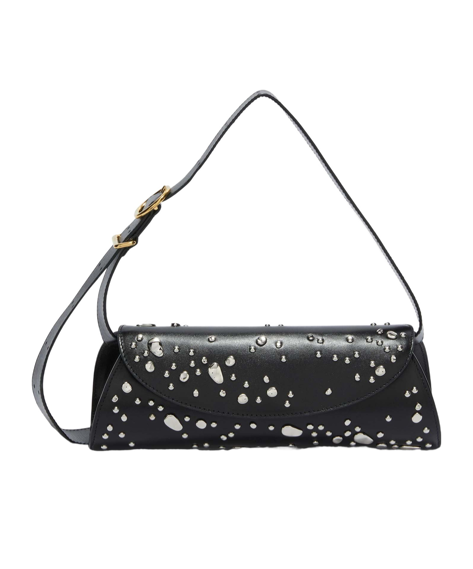 Jil Sander Small Cannolo Studded Shoulder Bag In Black