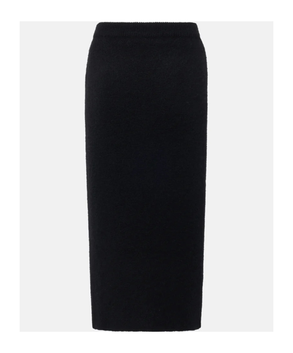 Alessandra Rich Midi Skirt In Alpaca Knit In Black