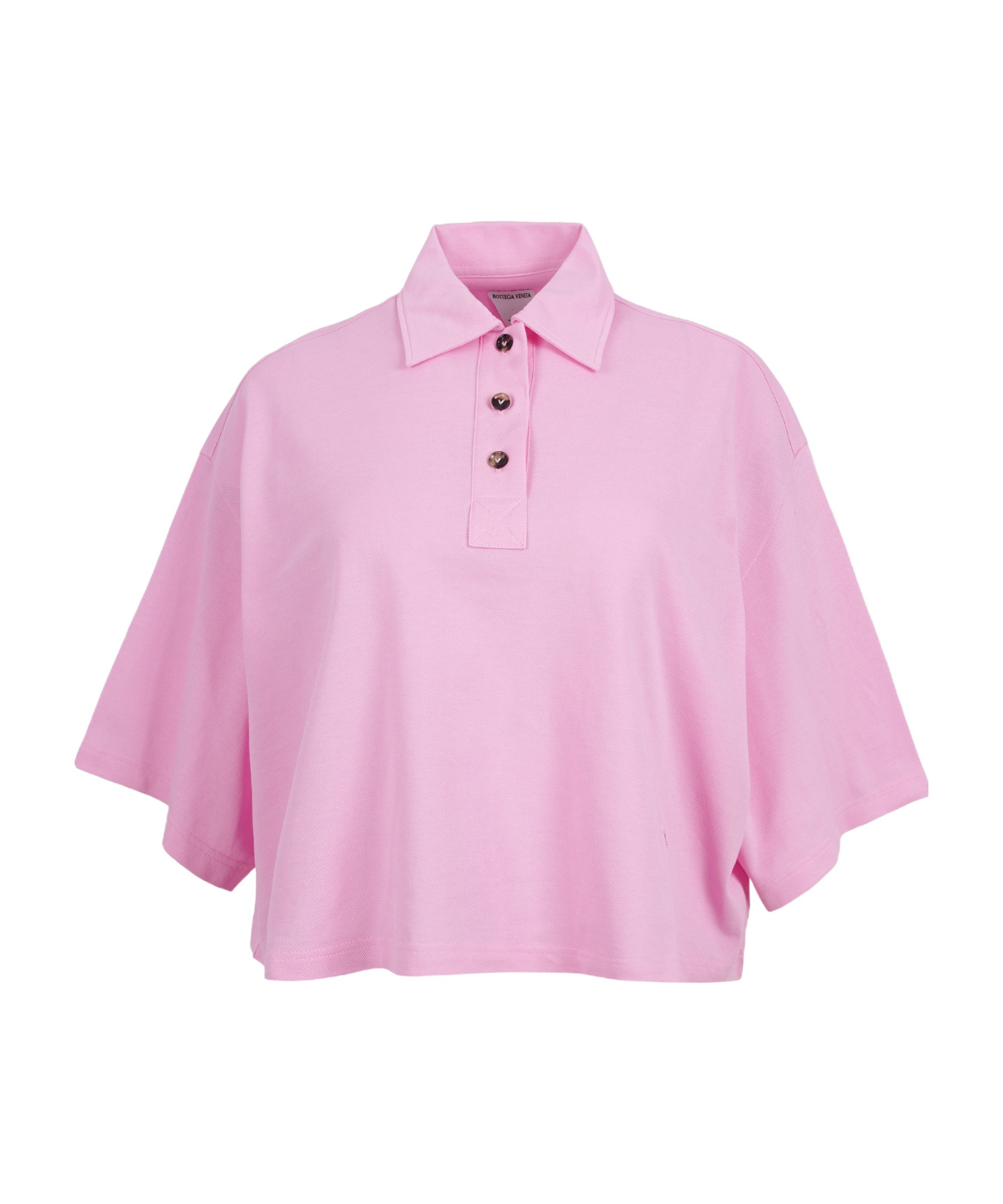 Bottega Veneta Cropped Cotton Polo Shirt In Pink