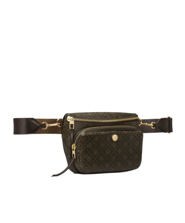 Tory Burch T Monogram Coated Canvas Mini Belt Bag In Brown
