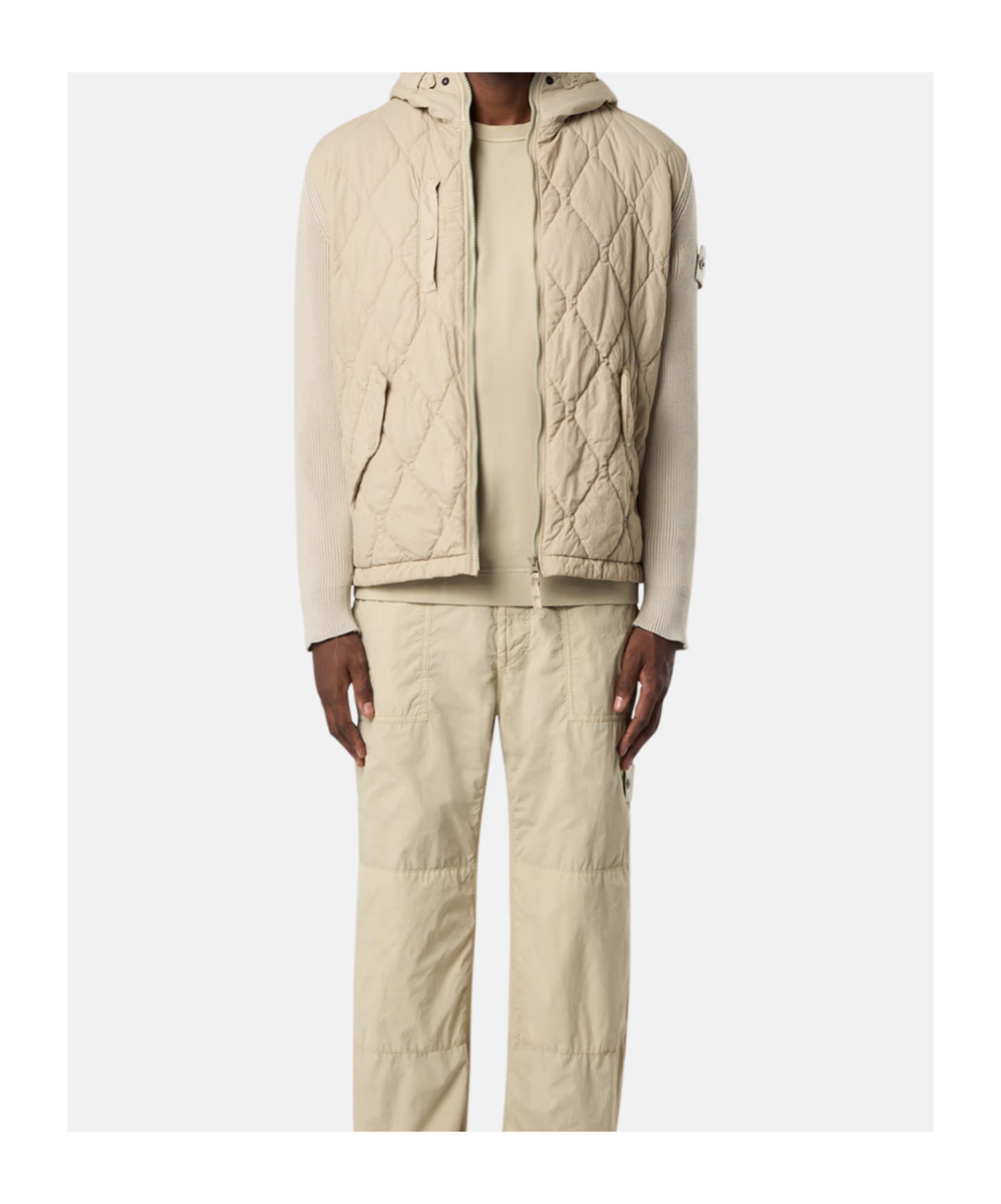 Stone Island Hooded Jacket With Padding And Anti-drop In Beige