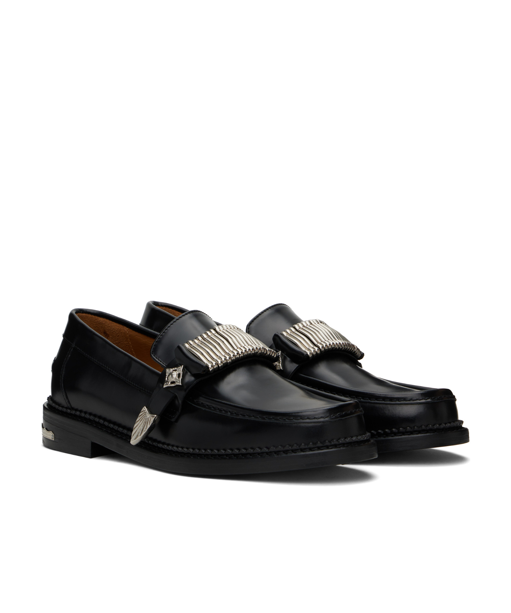 Toga Virilis Metallic-buckle Leather Loafers In Black