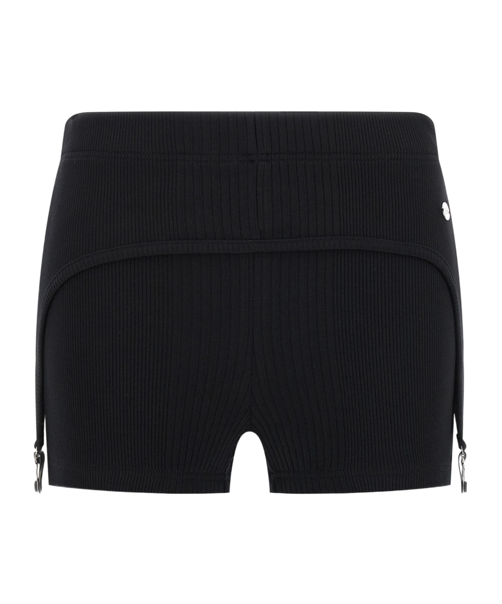 Jean Paul Gaultier Cotton Ribbed Mini Short With Lingerie Garter Clothing In Black