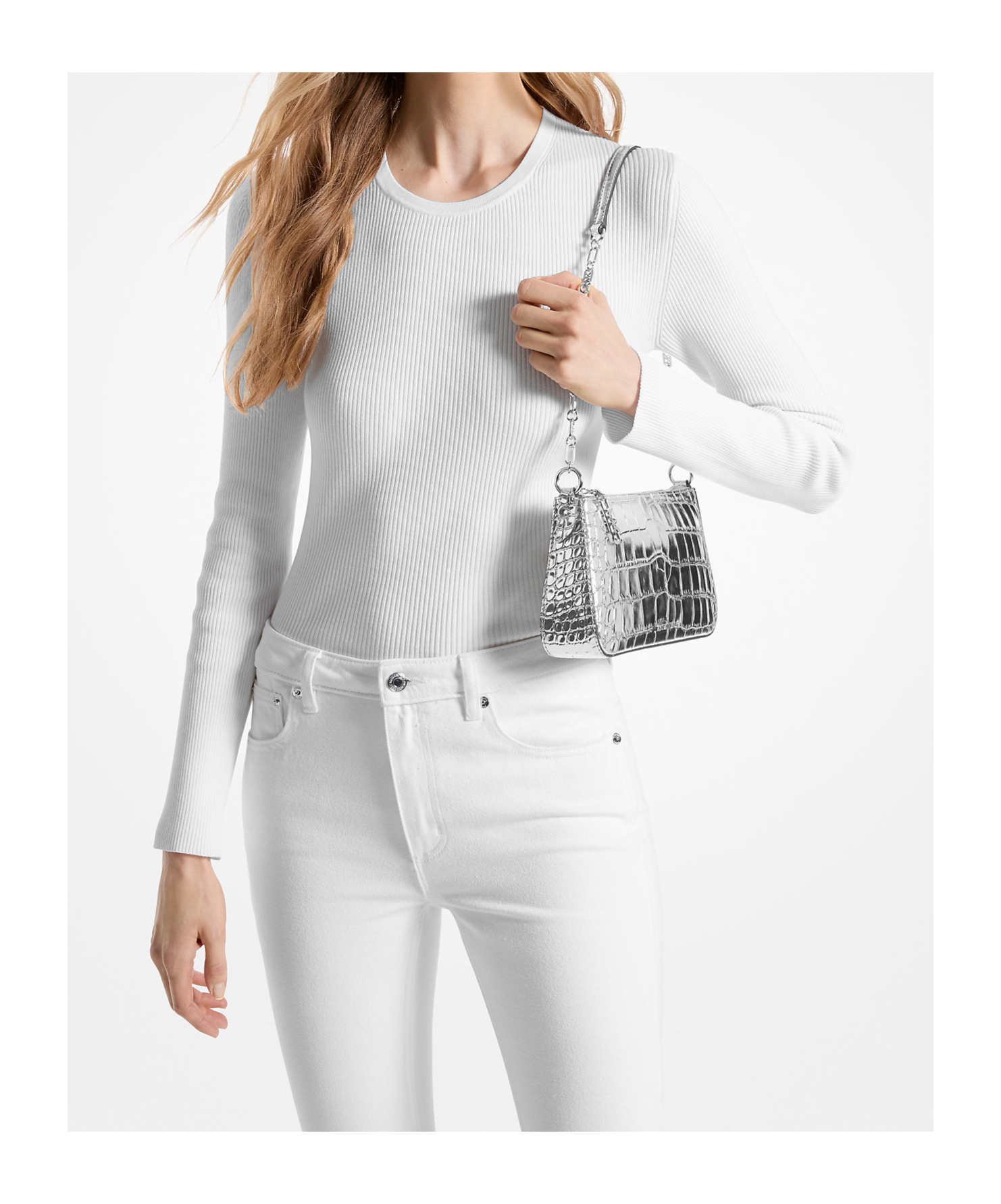 Michael Michael Kors Zippered Shoulder Bag In White