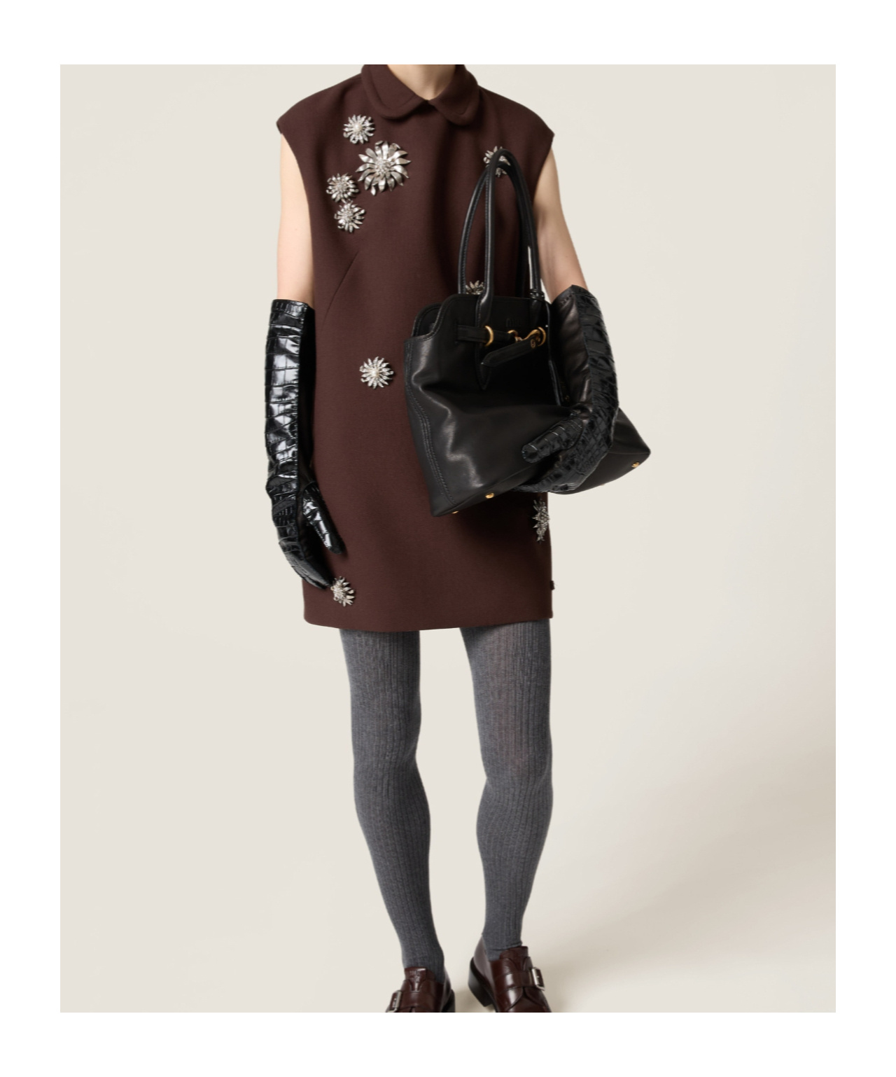 Miu Miu Sleeveless Wool Short Dress In Black