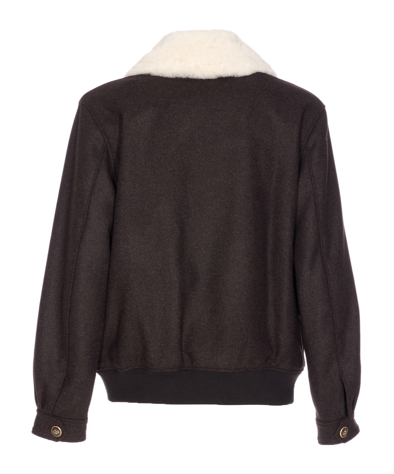 Drôle De Monsieur Long Sleeve Jacket With Faux Fur Collar In Brown