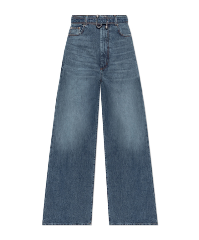Sportmax High-rise Wide-leg Denim Trousers With Belt Loops In Blue