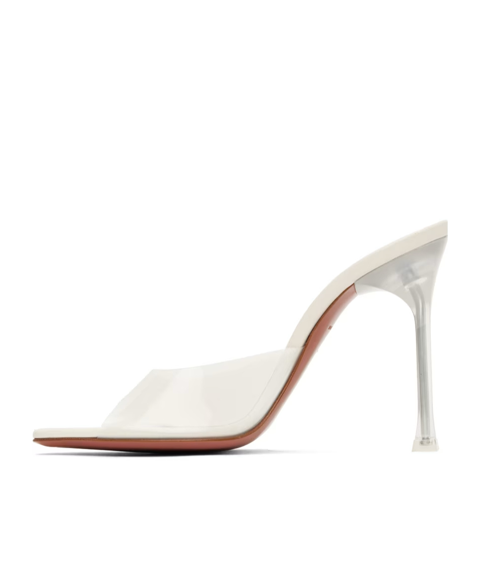 Shop Amina Muaddi Alexa Glass Slipper Sandals In White