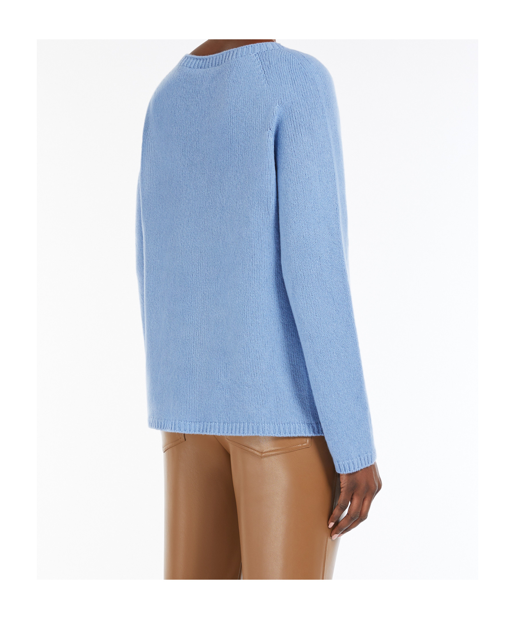 Max Mara Long-sleeved Wool Cashmere Sweater In Blue