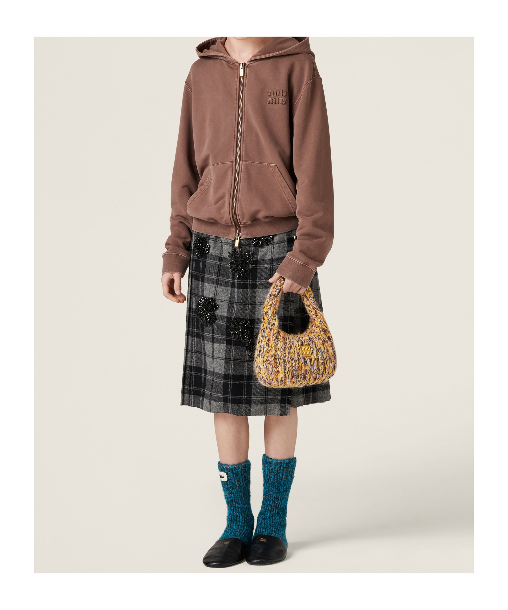 Miu Miu Long-sleeved Sweater In Brown