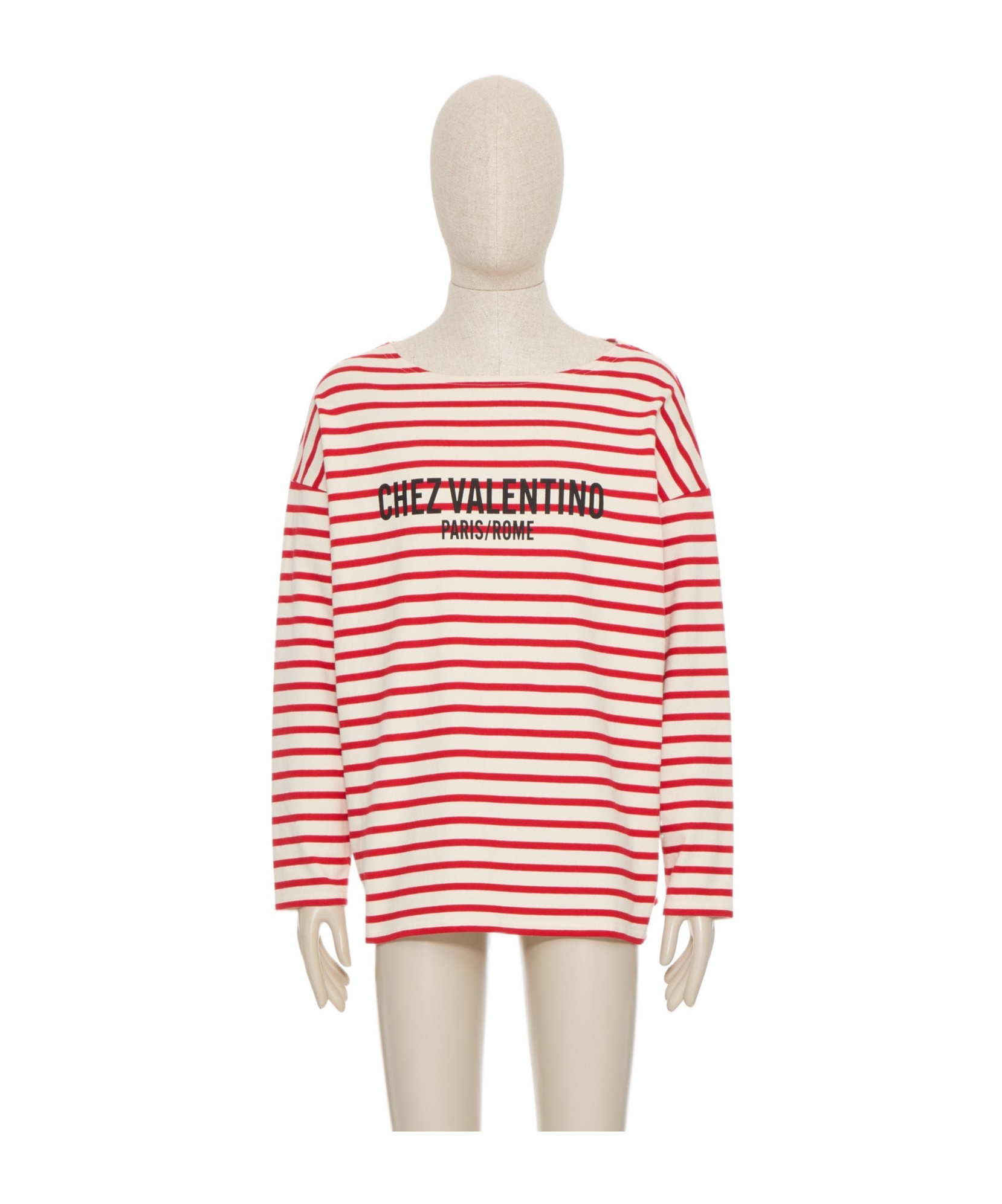 Valentino Cotton T-shirt Striped Embroidery Detail In Red