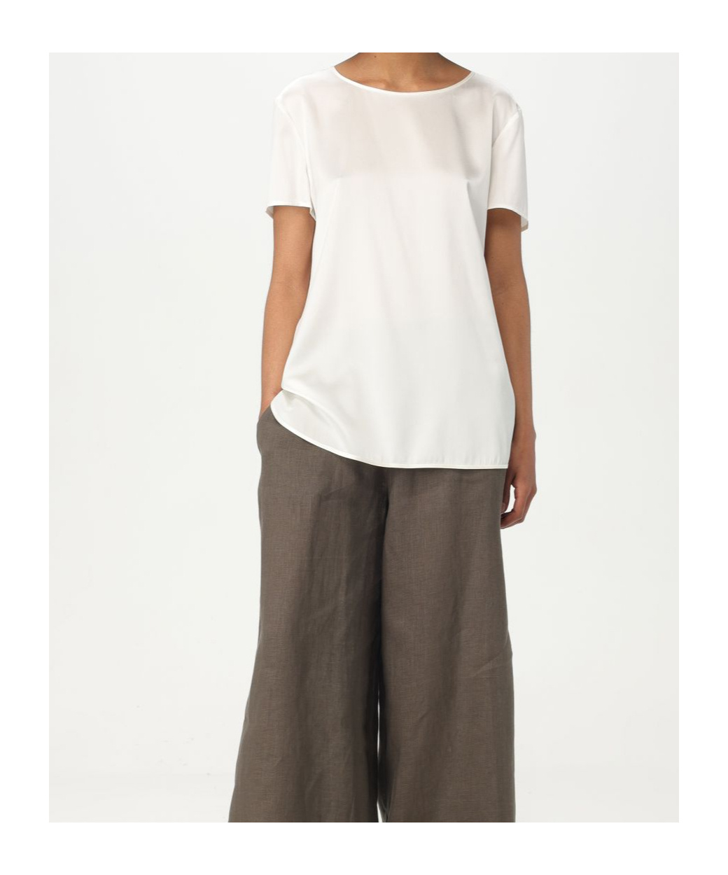 Max Mara Dida Satin T-shirt In White