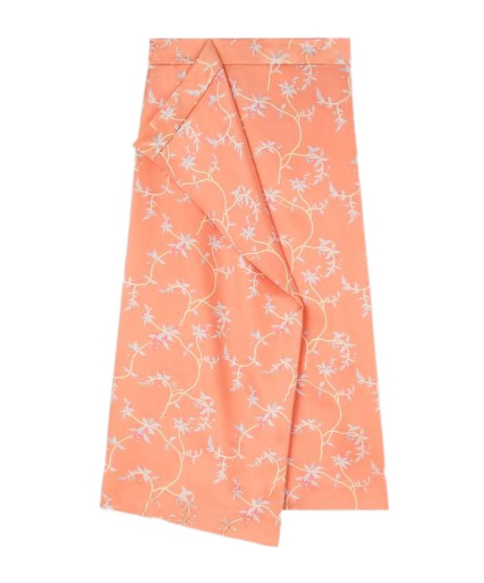 Kenzo ' Jungle Flower' Midi Skirt In Silk In Pink