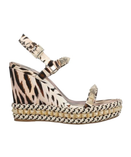 Christian Louboutin Pyraclou 110 Sandals In Rose-pink Silk In Nude