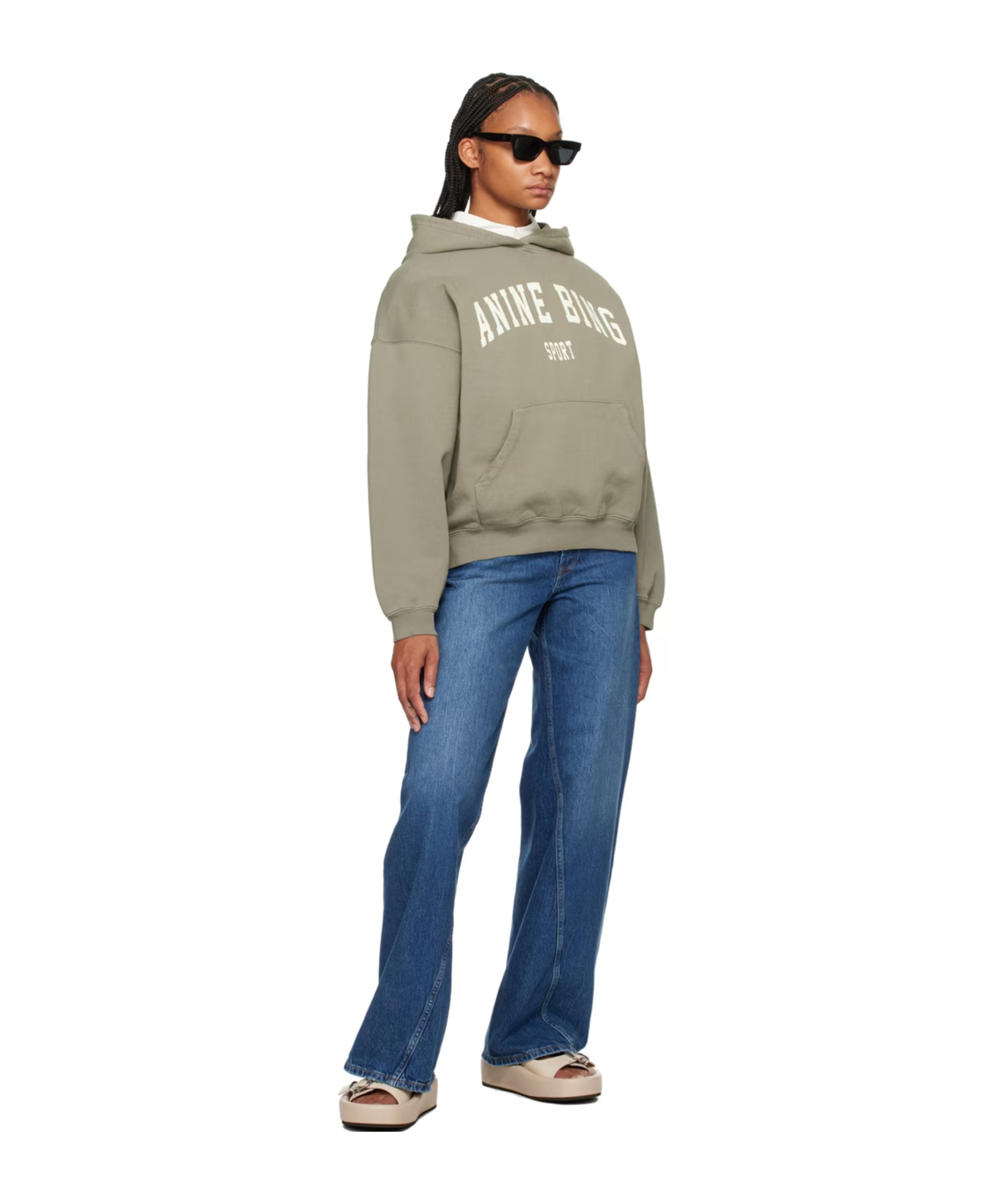 Anine Bing Harvey Combed-cotton Hoodie In Green