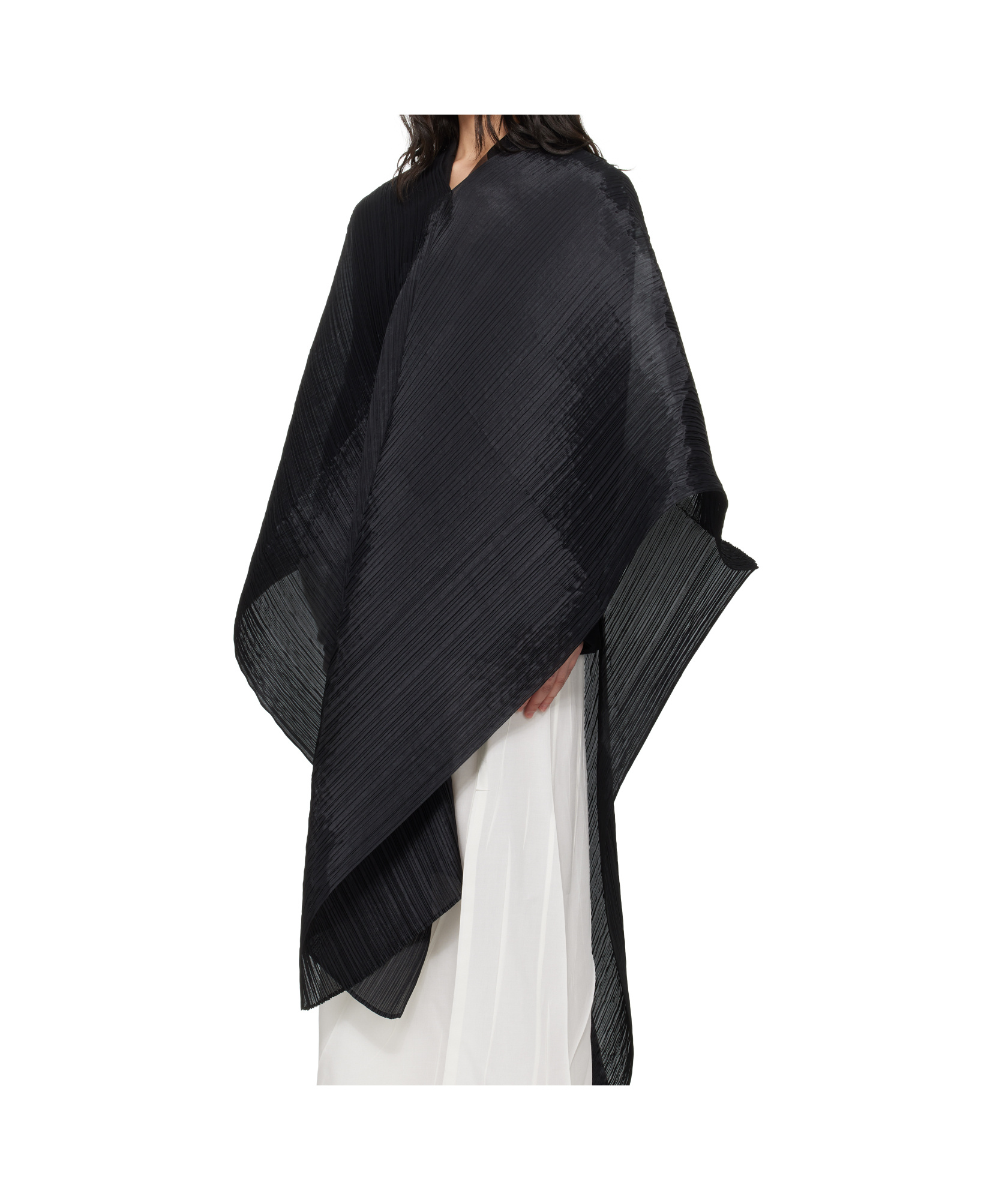 Shop Issey Miyake Pleated Cape In Black