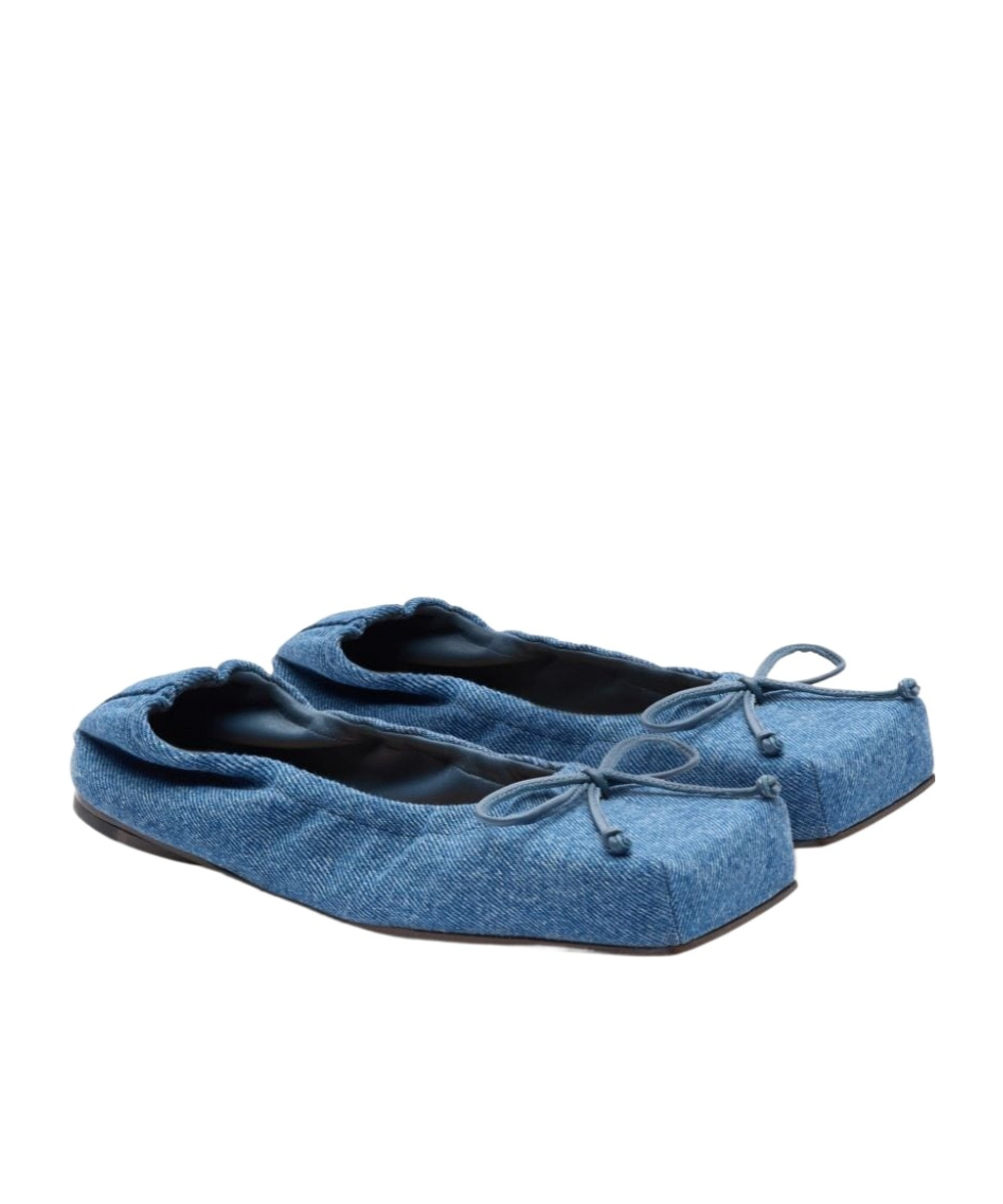 Jacquemus Les Ballerines Bow Square Toe Denim Ballet Flat In Blue