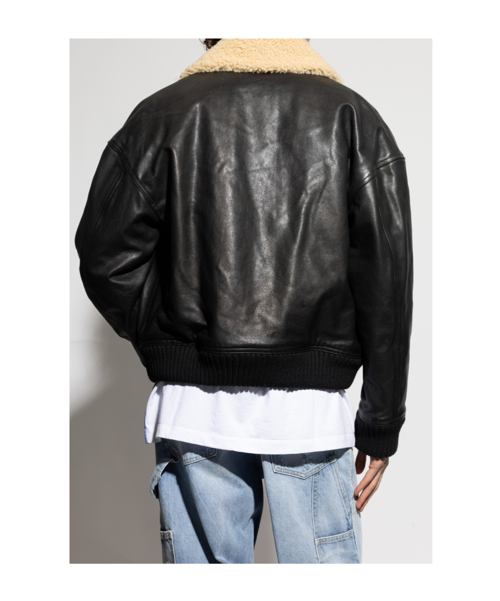 Dsquared2 Long-sleeved Leather Jacket In Black