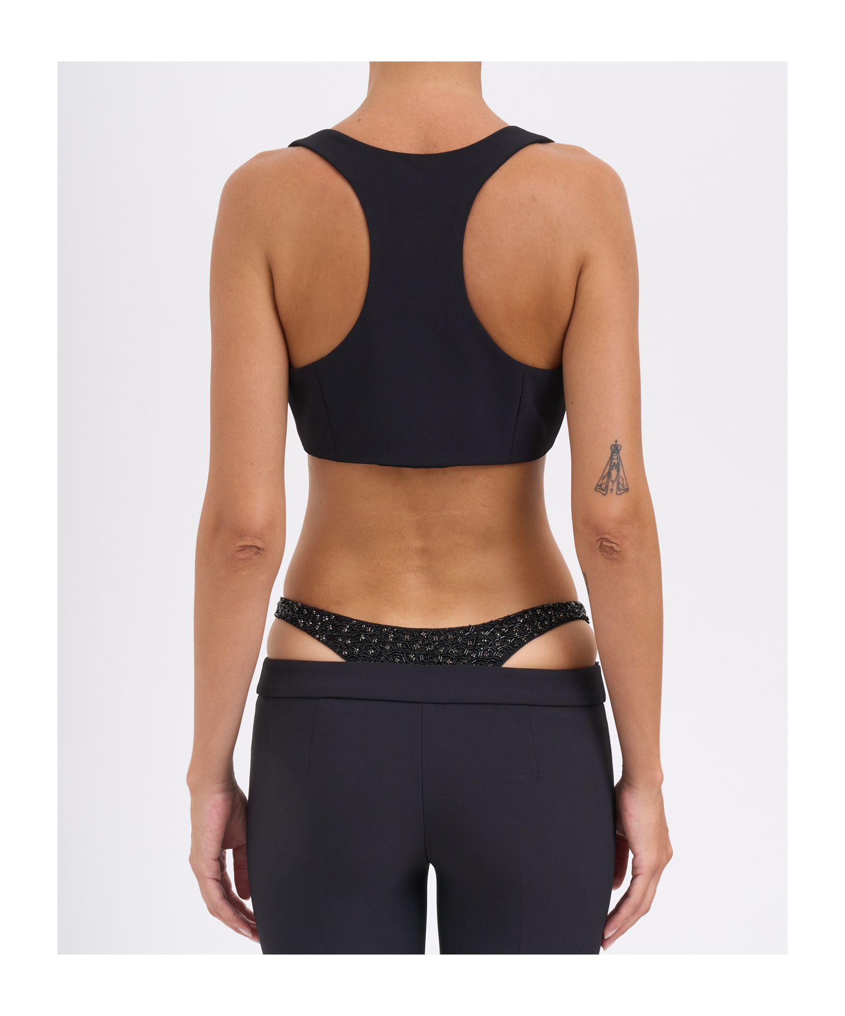 Elisabetta Franchi Embellished Lightweight Crêpe Top In Black