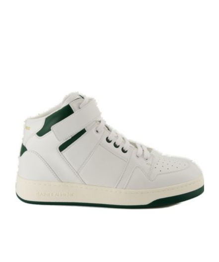 Saint Laurent Lax Round Toe Lace-up Sneakers In White