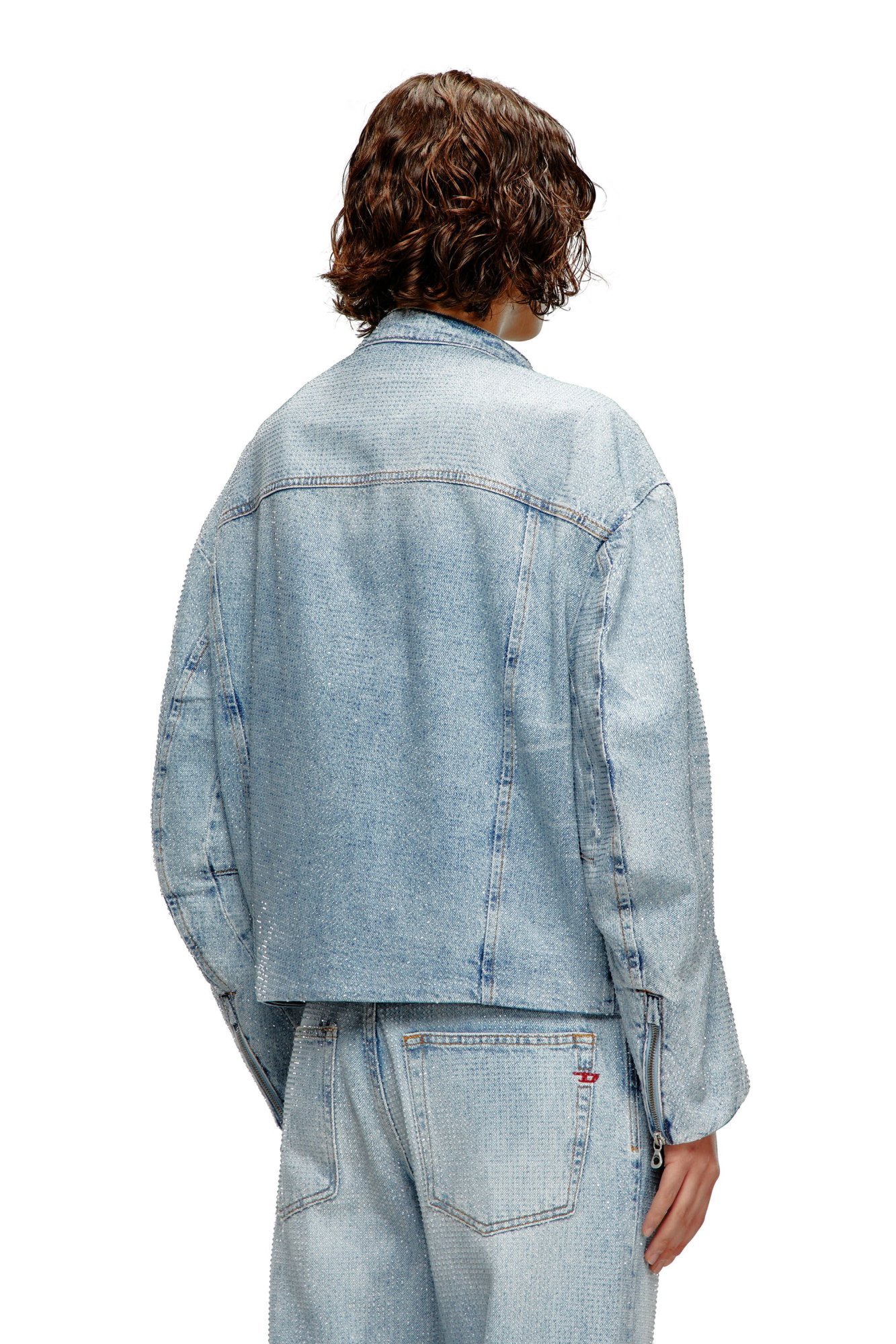 Diesel Oversized Jacket In Crystal Denim In Green