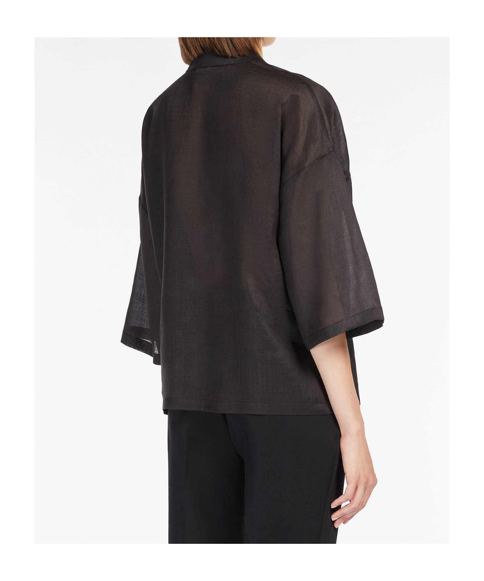 Max Mara Studio Legno Ramie Shirts In Black
