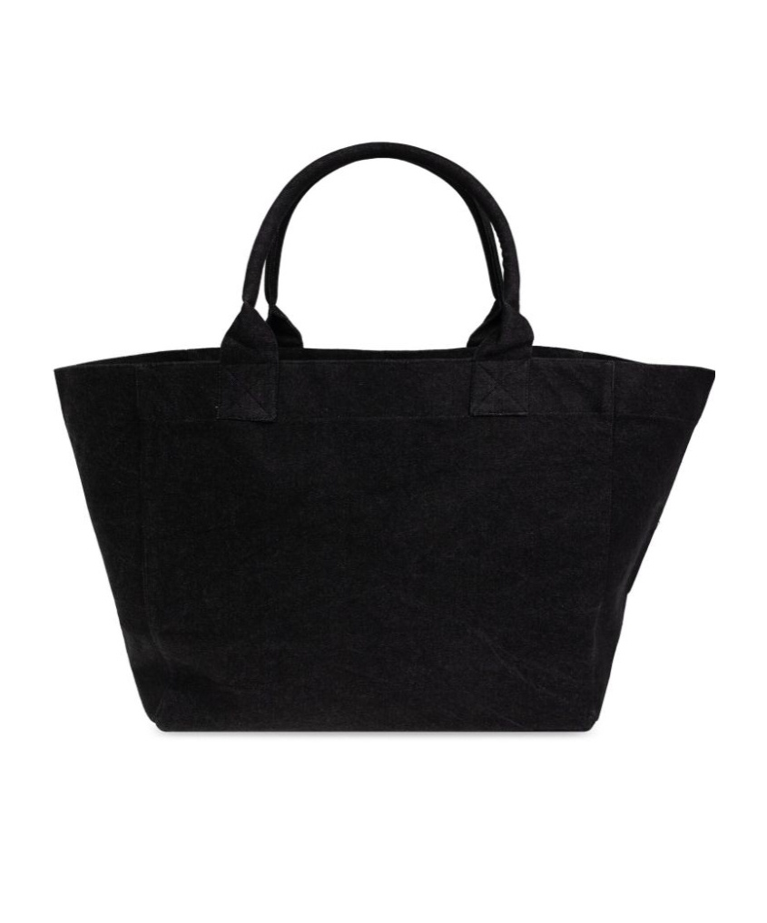 Ganni Denim Shopper Bag In Black