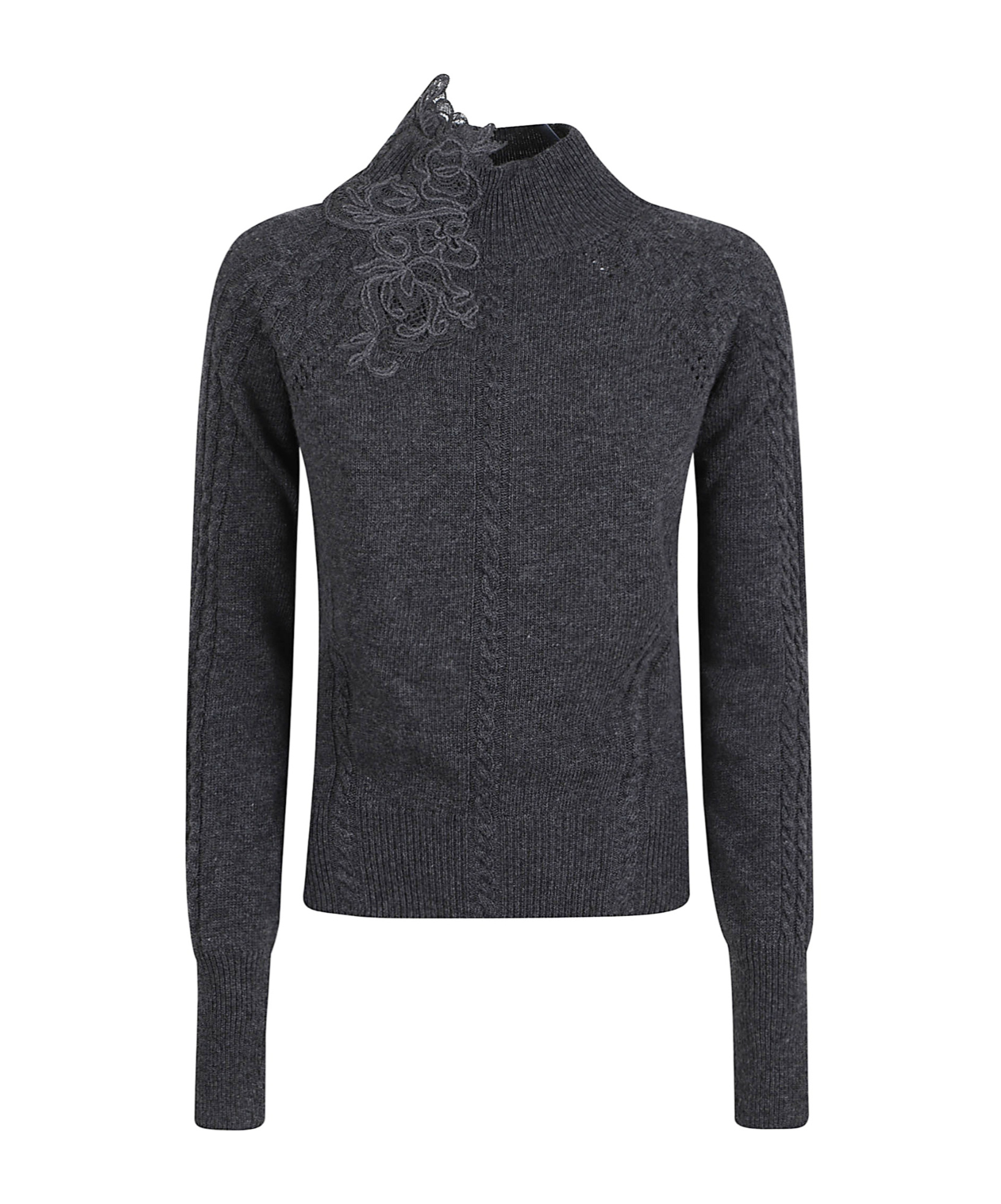 Ermanno Scervino Long Sleeve High Neck Sweater In Gray