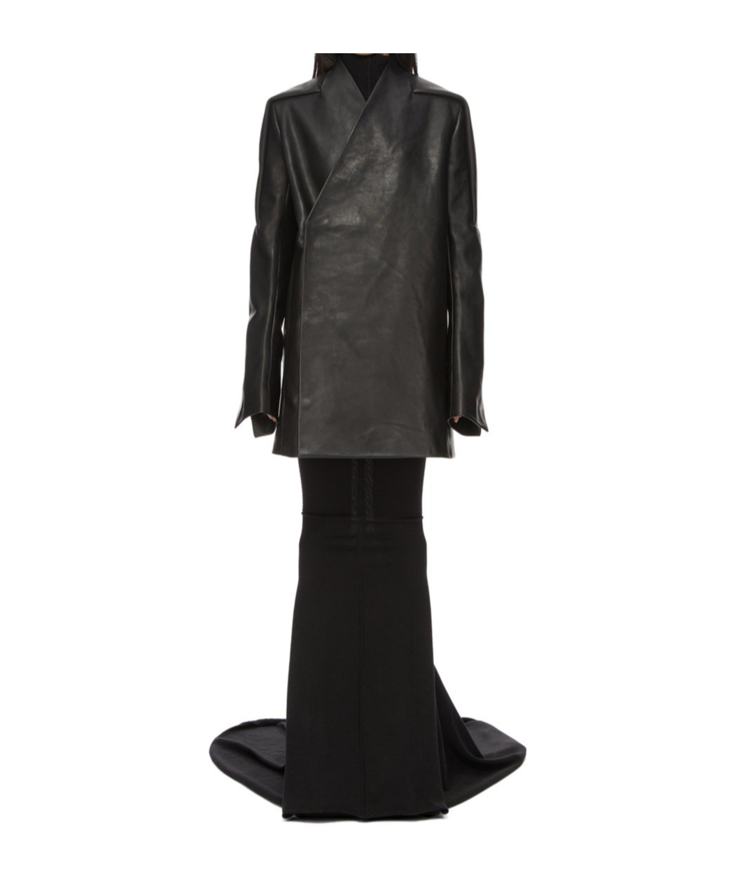 Rick Owens Long-sleeved Leather Jacket In Black