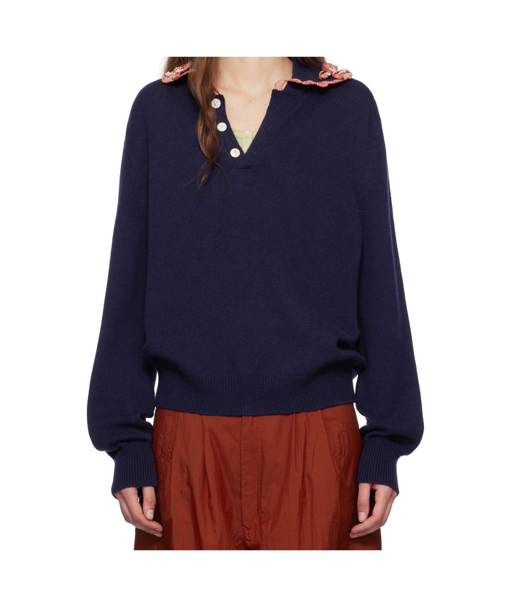 Bode Long Sleeve Polo Sweater