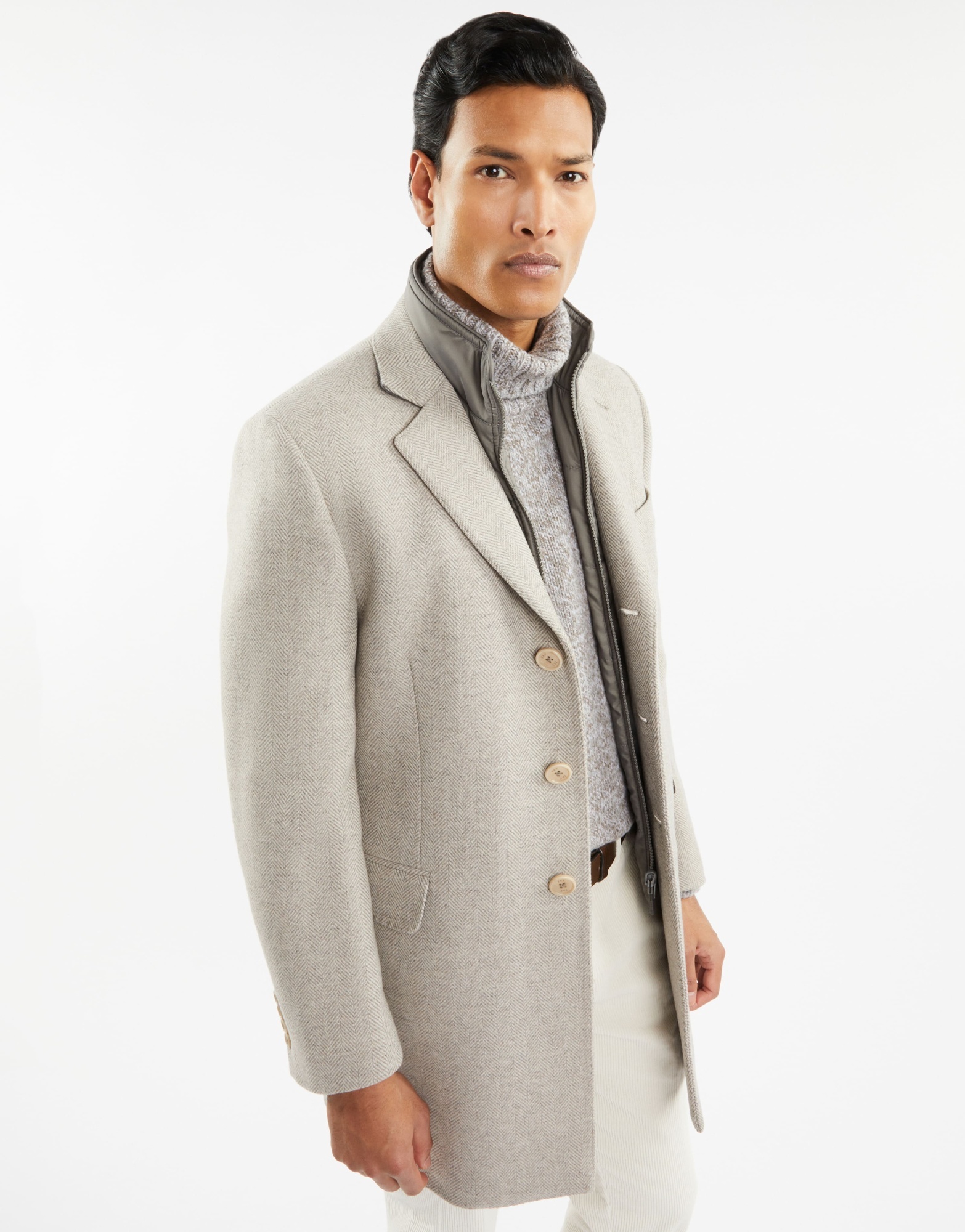 FAY DOUBLE COAT WITH HERRINGBONE PATTERN