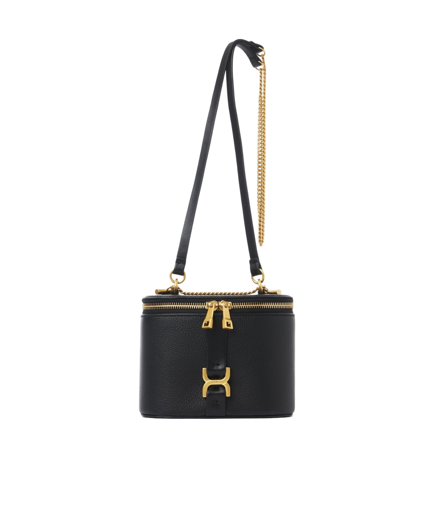 Chloé Small Marcie Vanity Leather Shoulder Bag In Black