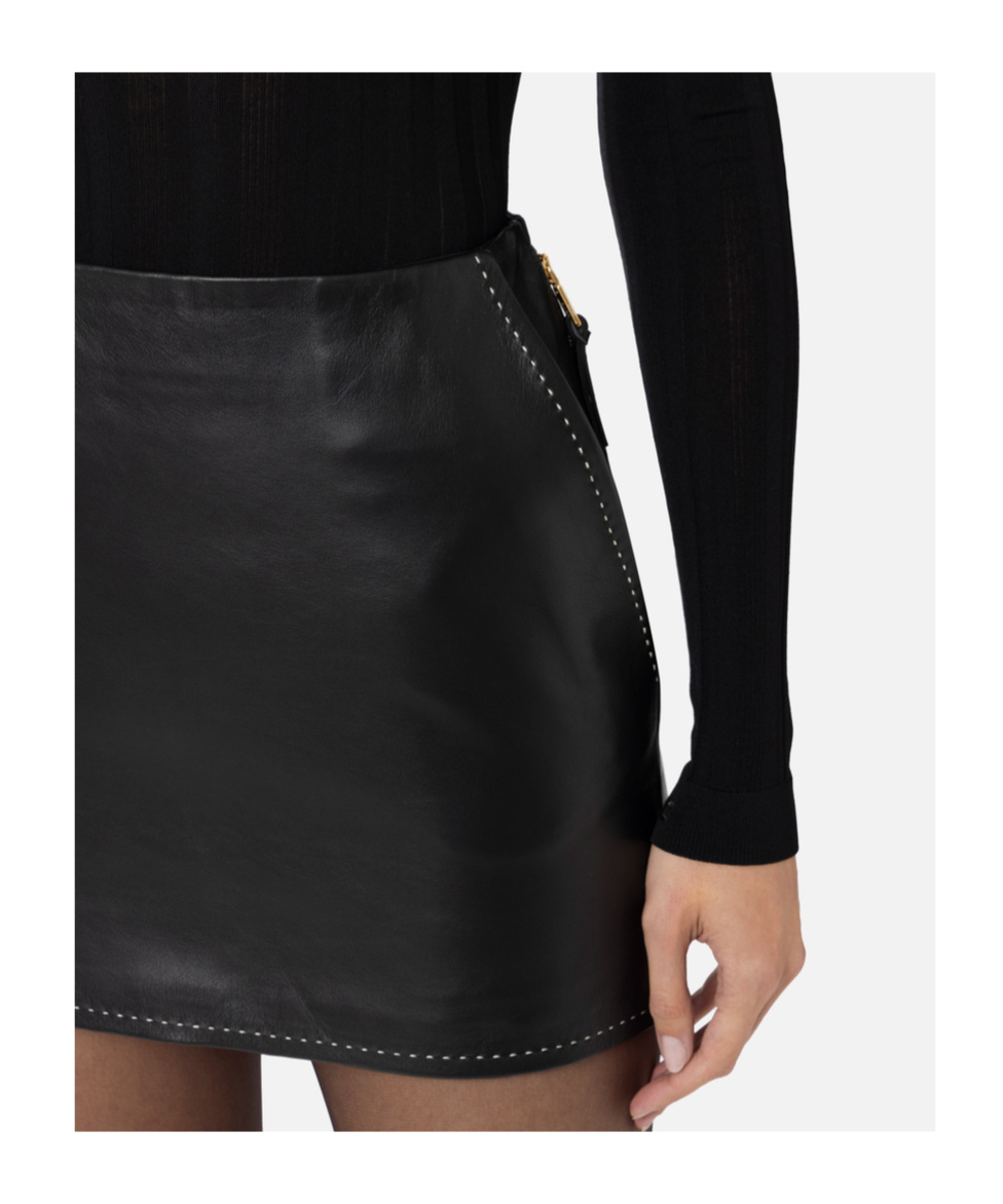 Elisabetta Franchi Contrasting Bright Line Skirt In Black