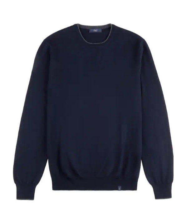 Fay Jumper In Blue Shaved Wool Knit In Black