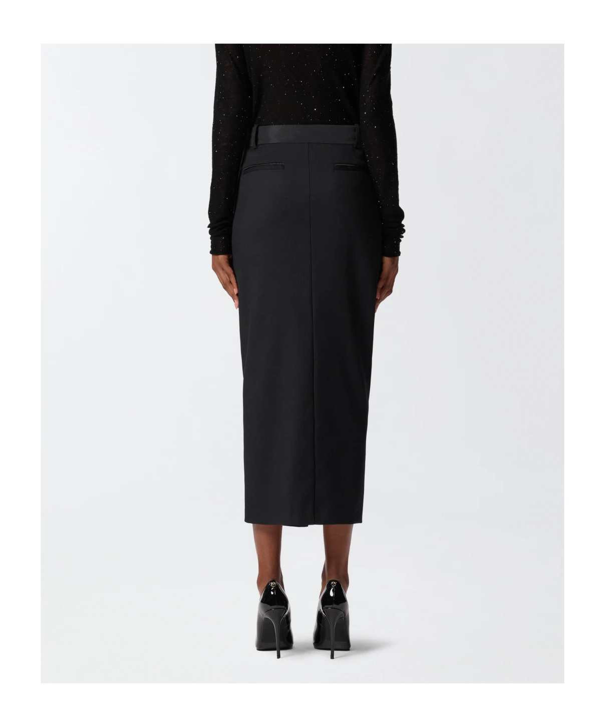 Pinko High-waisted Slit Midi Skirt In Black