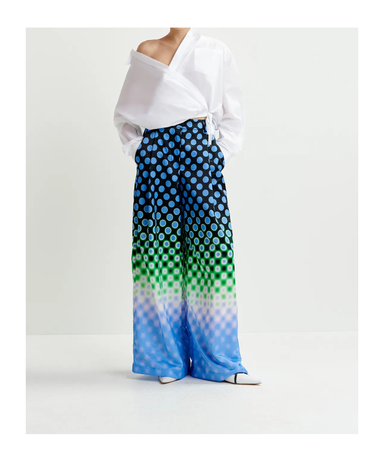 Essentiel Antwerp Wrap-effect Cotton Blouse With Deep V-neck In White