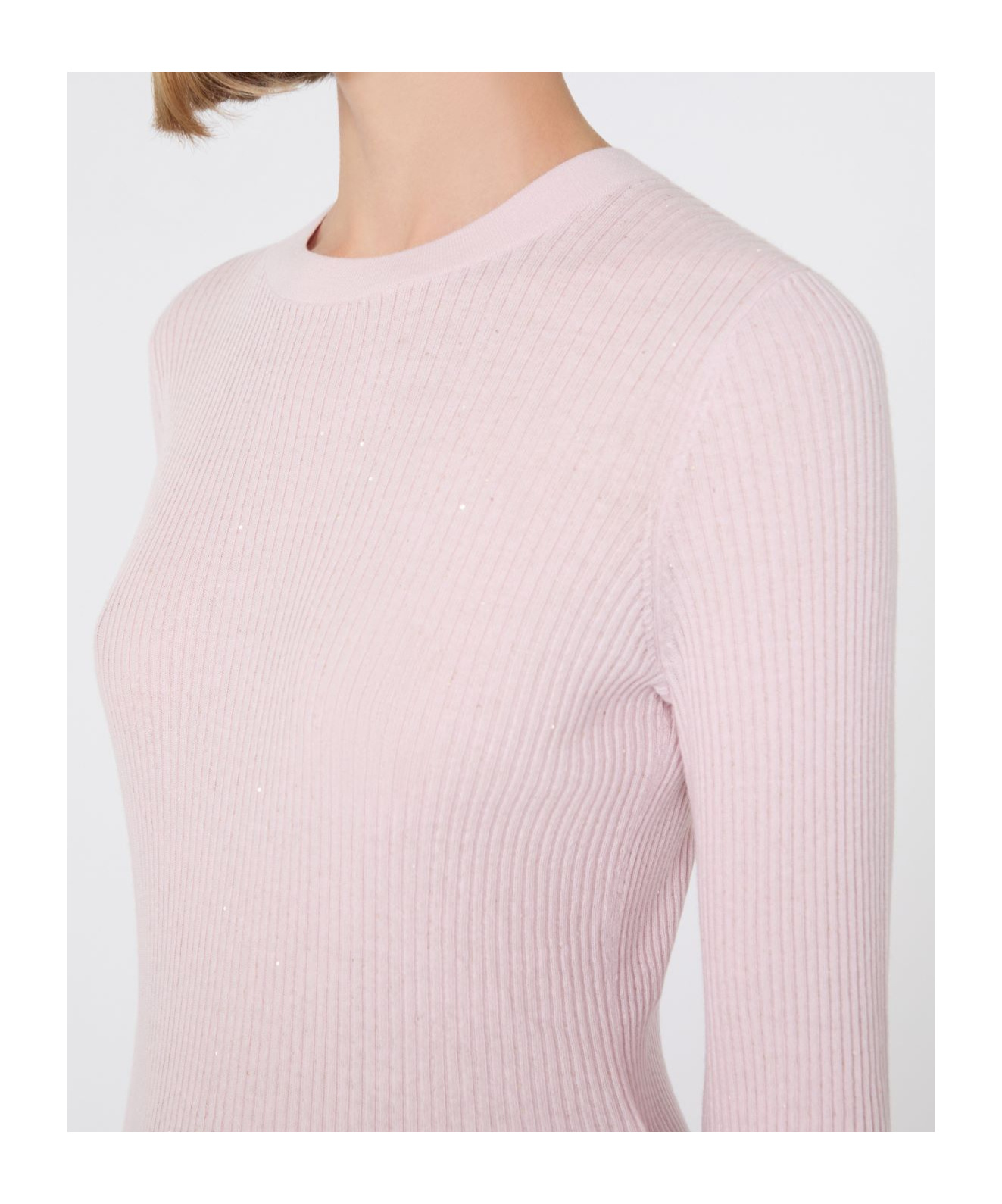 Max Mara Sequinned Wool And Silk Sweater In Pink