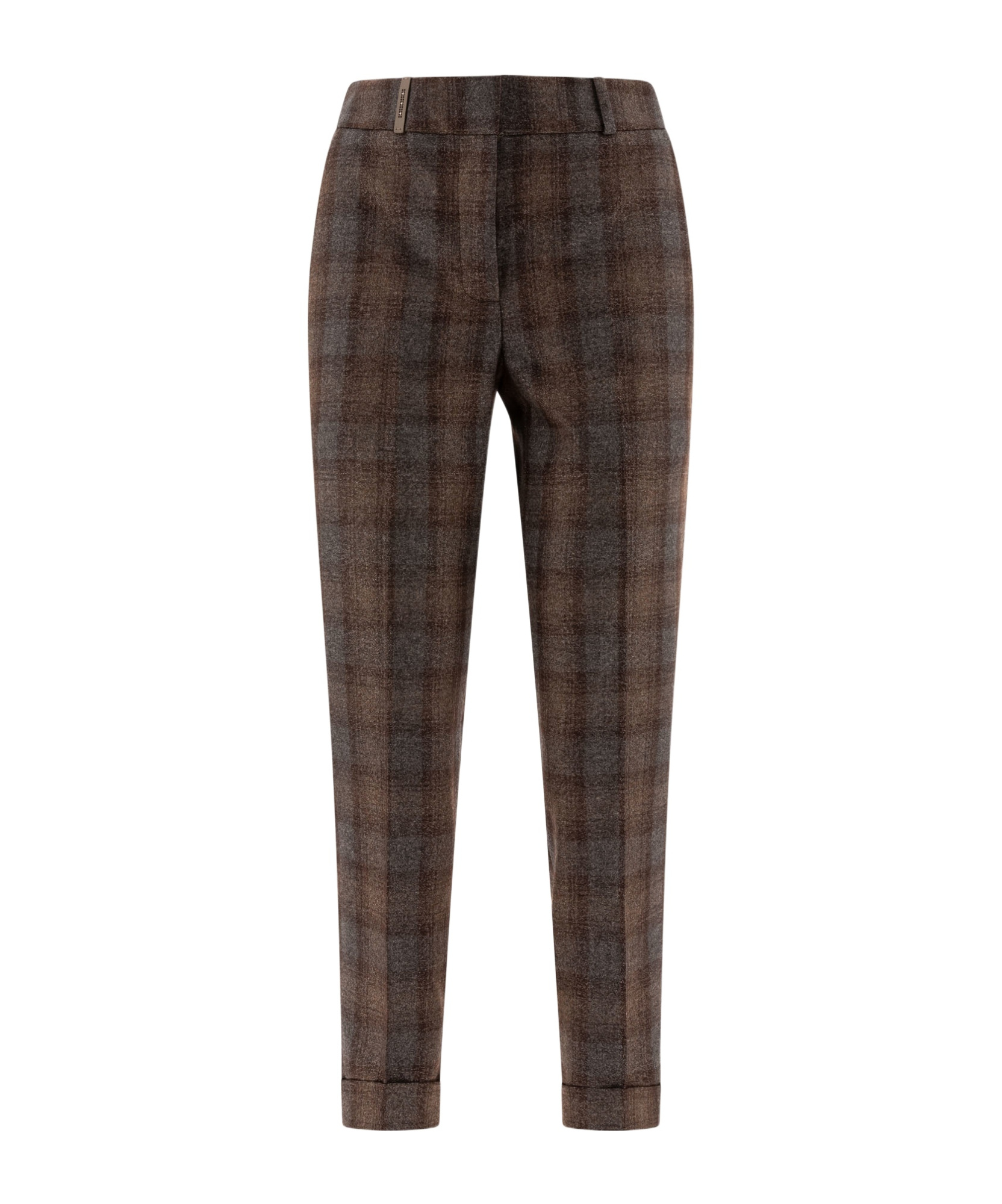 Peserico Check Wool Trousers In Black